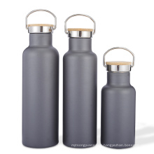 2021 outdoor 350ml/500ml/600ml/750ml double wall stainless steel vacuum insulated sport water bottle with bamboo lid